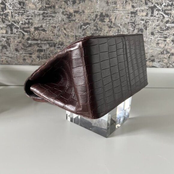 $7.5K LAMBERTSON TRUEX TIFFANY BROWN CROCODILE BOXCAR PURSE BAG - Picture 8 of 11